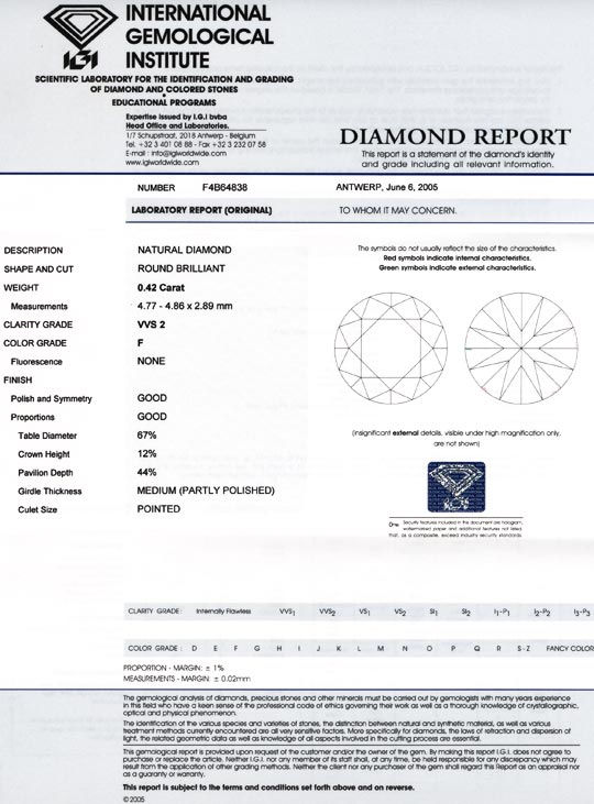 Foto 9 - Diamant IGI, Top Brillant 0,42ct Top Wesselton F, D5545