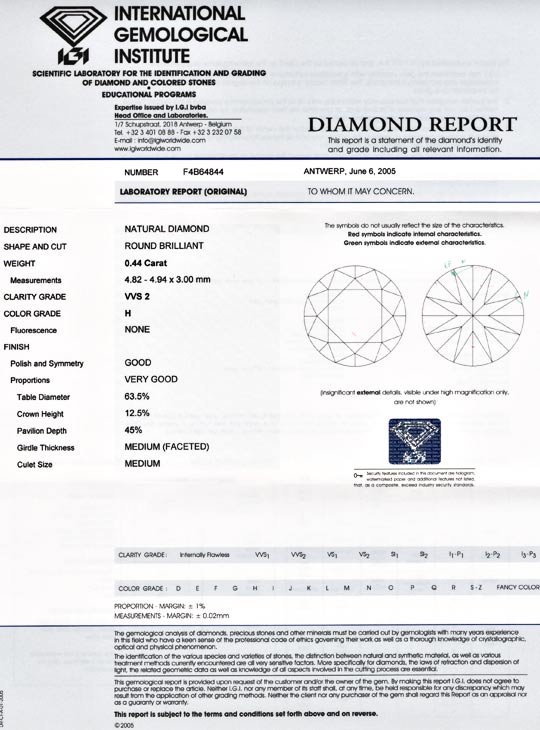Foto 9 - Diamant IGI, Top Brillant 0,44ct Weiss Wesselton, D5546