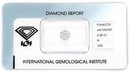 Foto 1 - Diamant 0,90ct Brillant IGI Wesselton Weiss VS Ex Ex VG, D6164