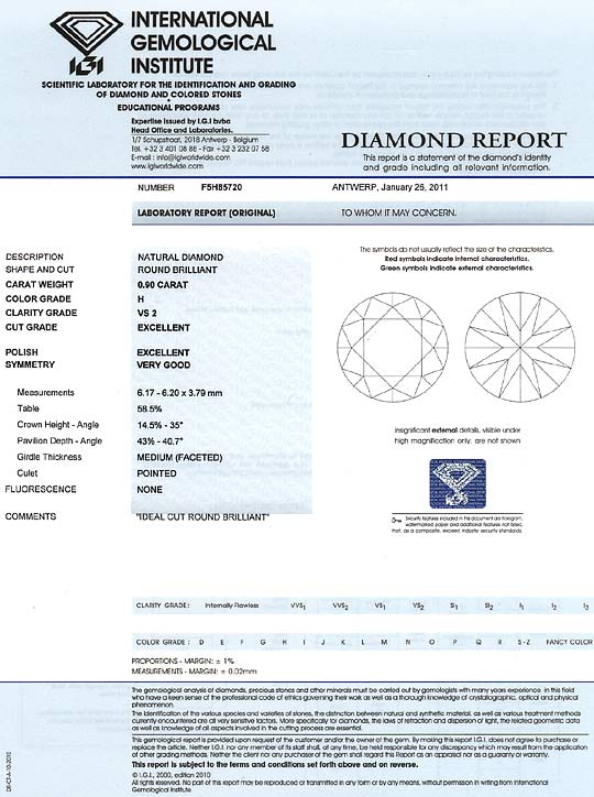Foto 9 - Diamant 0,90ct Brillant IGI Wesselton Weiss VS Ex Ex VG, D6164