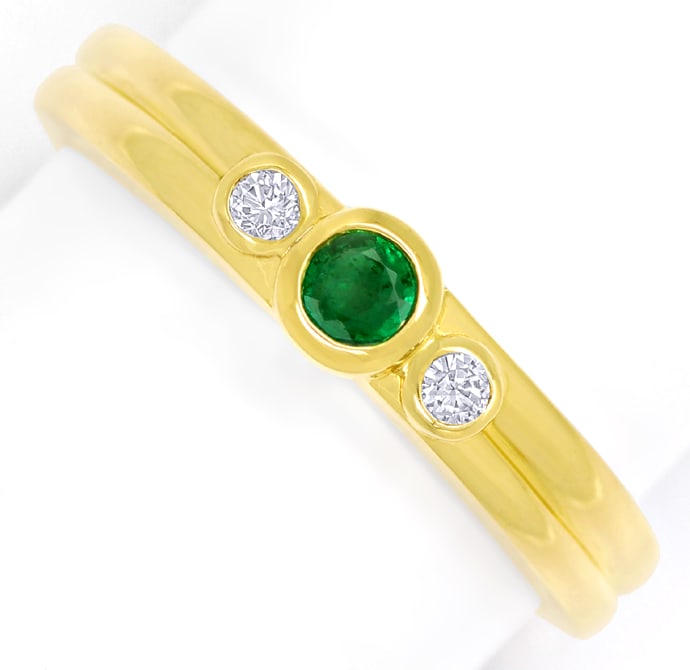 Foto 2 - Schmaler Bandring Top Smaragd und Brillanten 750er Gold, Q1420