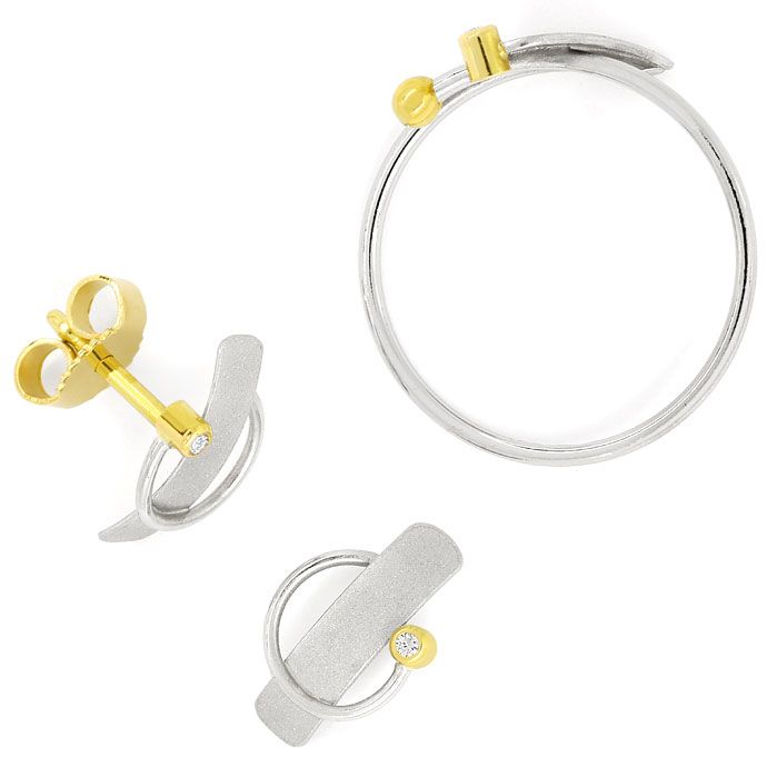 Foto 1 - Design-Schmuckset Platin Ring und Ohrstecker Brillanten, R9019
