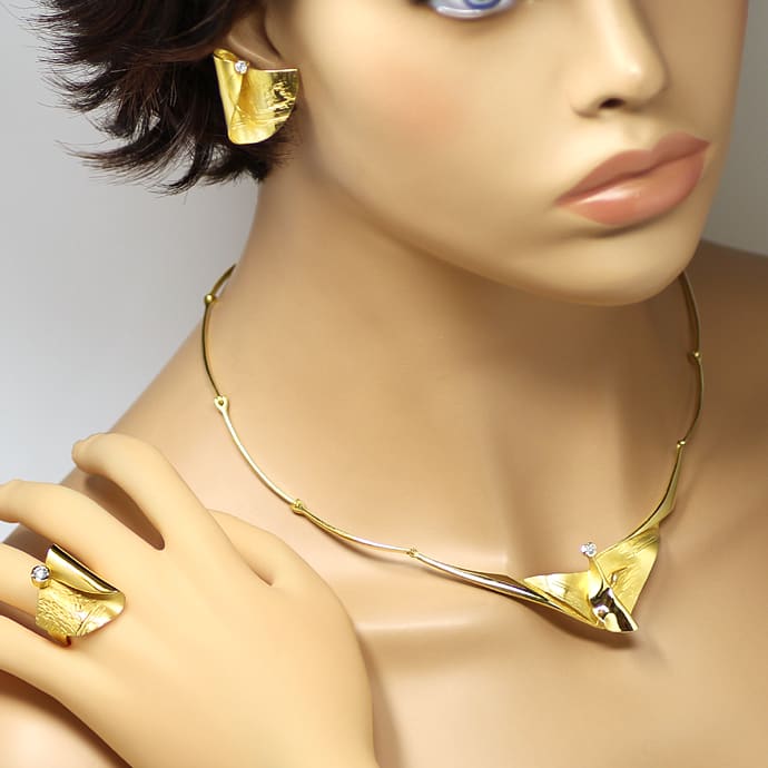 Foto 8 - Design-Collier Ring Ohrringe mit Brillanten massiv Gold, S1356
