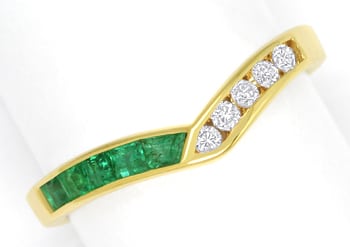 Foto 1 - Diamantring Spitzen Smaragde und Brillanten in 14K Gold, S1624