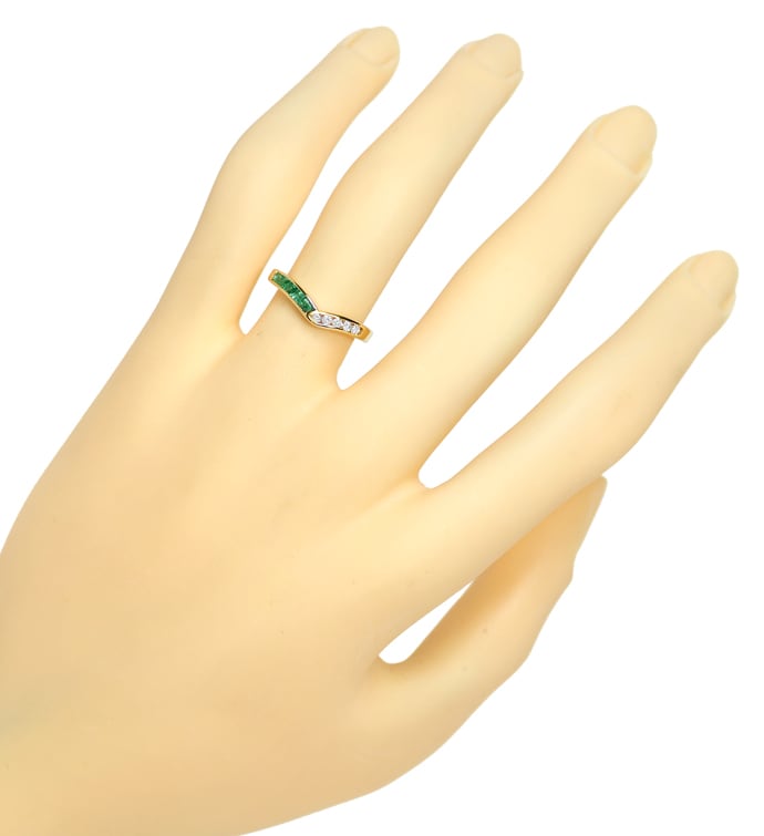 Foto 4 - Diamantring Spitzen Smaragde und Brillanten in 14K Gold, S1624