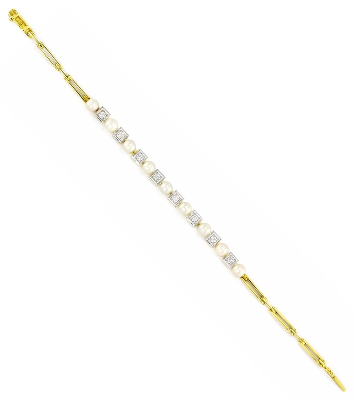 Foto 3 - Traumhaftes Perlen und Brillanten-Goldarmband, S2940