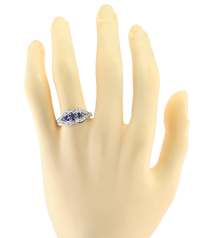 Foto 4 - Femininer Saphire Diamanten-Ring in Weißgold, S5115