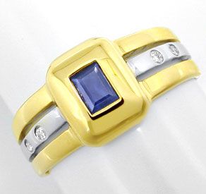 Foto 1 - Diamant Safir Ring, Brillanten Saphir Bicolor, S8825